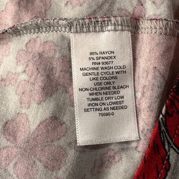 Liz Claiborne Large Top Floral Long Sleeve Round Neck Partial Button Lightweight - Picture 8 of 8